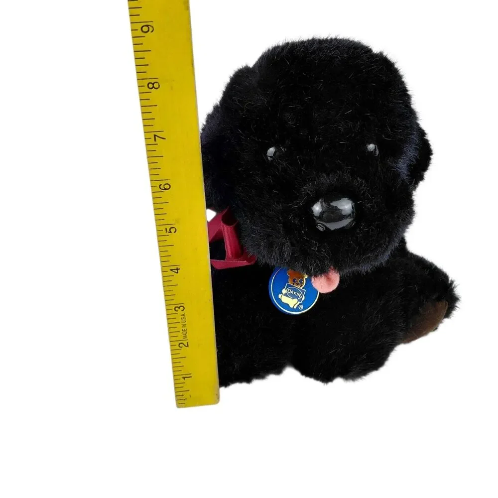 Dakin Puppy Dog Black Labrador Plush Pink Tongue Stuffed Animal Tag 1985
